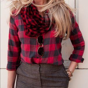 J.CREW 0 Red Charcoal Buffalo Check XS ButtonShirt